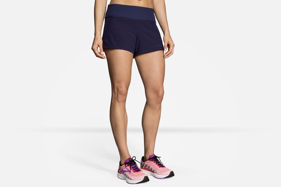 Womens Brooks Chaser 3" Bottoms Navy | Clothing 9123-ZVDGP